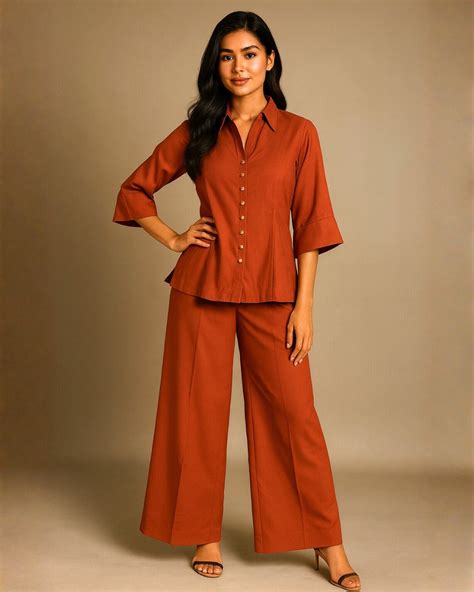 Rust Cotton Co-ord Set for Women – Chhaya Gandhi Design Studio