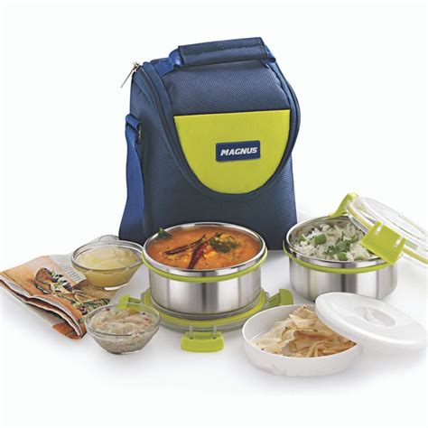 Buy Magnus Fresh Meal Aura 2 Stainless Steel Containers Lunch Box with ...