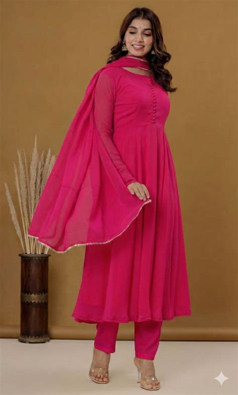 Noor Pink Georgette Anarkali – House Of Jamoti