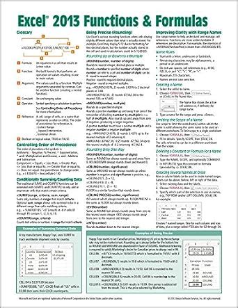 Buy Microsoft Excel 2013 Functions & Formulas Quick Reference Card (4 ...