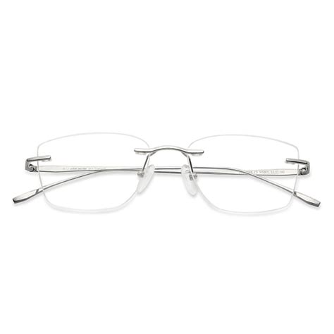 Buy Silver Rimless Rectangle John Jacobs Pro Titanium JJ E13669 -C3 ...