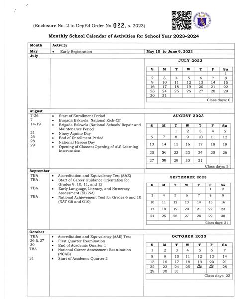 Deped Order For School Calendar 2023 To 2024