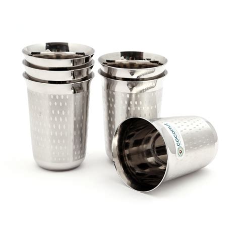 Buy KCL Coconut Stainless Steel Glasses Set of 6 Online at Low Prices ...