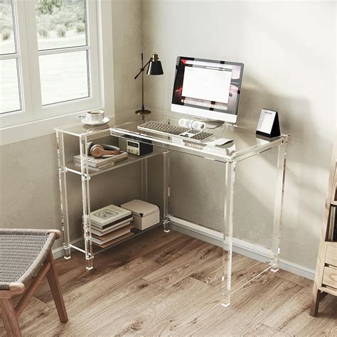 Eglaf Acrylic L-Shaped Desk - Clear Desk with India | Ubuy