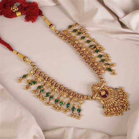 Regal Antique Gold Plated Silver Kolhapuri Saaj Design – Siddhi Silver