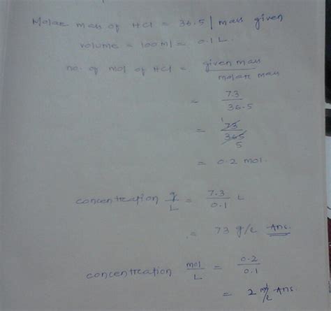 7.3 gram HCL in hundred ml solution - Brainly.in