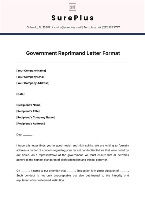Free Government Letter Templates, Editable and Printable