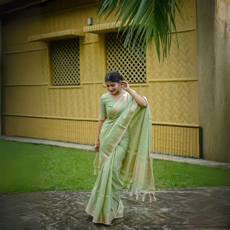Pista Zari Work Soft Banarasi Silk Saree for Women – Kalyanja