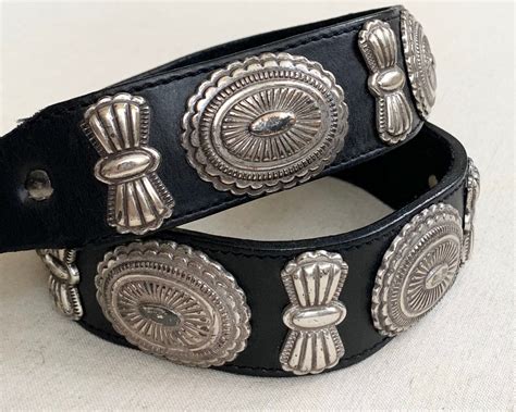 Heavy Western Concho Belt Vintage Distressed Black Full Grain Leather ...