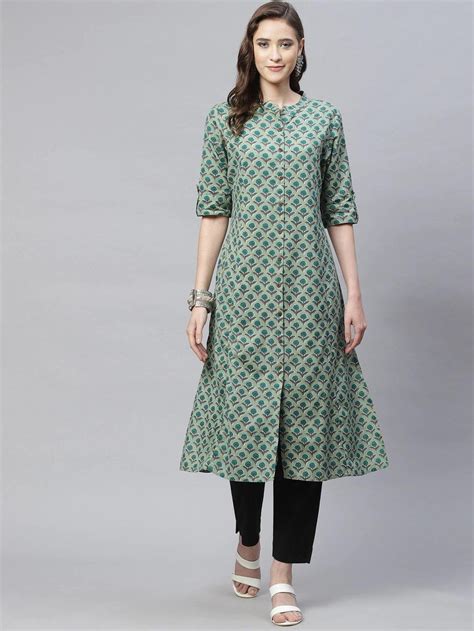 Divena Green Cotton Flex Kurta – divena world