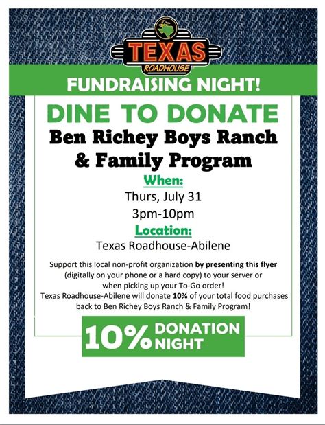 Texas Roadhouse Fundraiser Night, Texas Roadhouse (Abilene, TX - 1381 S ...