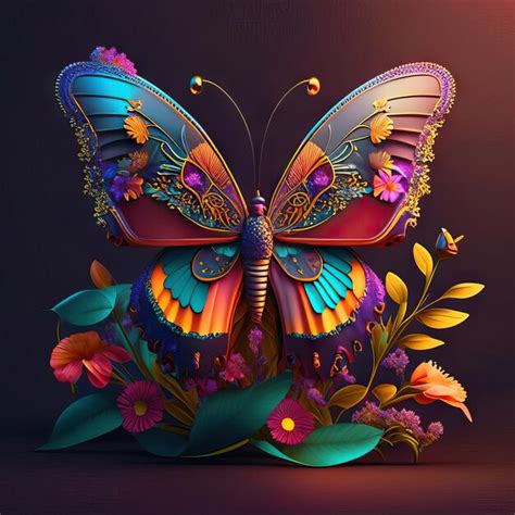 Beautiful butterfly in 3d illustration | Premium AI-generated image