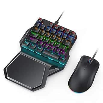 Vivefox One Handed Mechanical Backlit Gaming Keyboard and Mouse Adapter ...