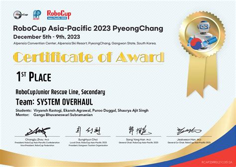 Congratulations to "Our Team" RoboCup Asia-Pacific is an international ...