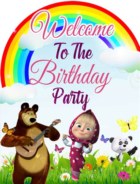 Buy Masha and the Bear Party Decoration Welcome Board | Party Supplies ...