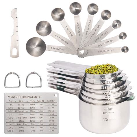 20PCS Measuring Cups and Measuring Spoons Set, Food-Grade Stainless ...