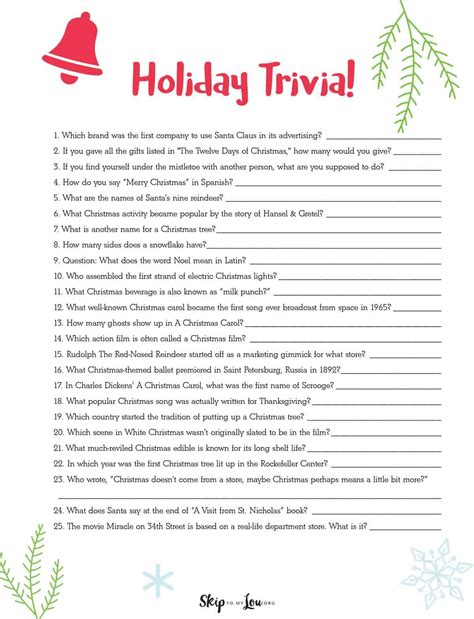 Christmas Trivia Printable For Adults - FREE Printable A-Z