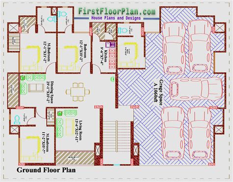 2 unit Apartment Building Floor Plan designs with Dimensions - 80 x 75 ...