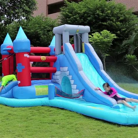 Wet & Dry Splash Park for Kids, Bouncy House with Slide