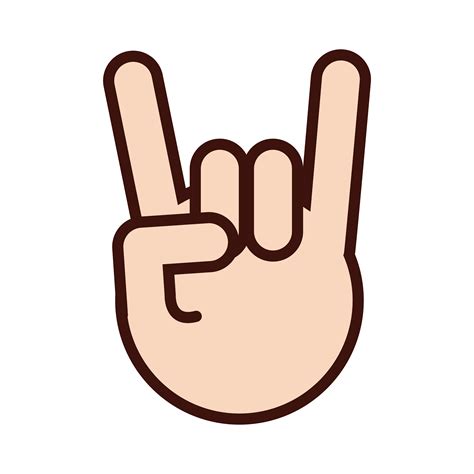 rock and roll hand signal line and fill style 2567658 Vector Art at ...