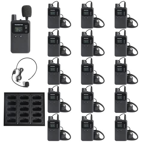 AGJ Wireless Tour Guide System Rechargeable 1 Transmitter 15 Receivers ...