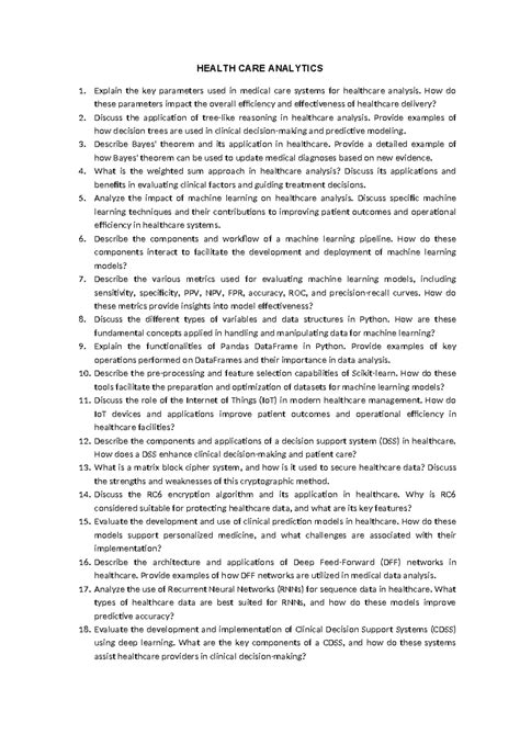 Health CARE Analytics - book - HEALTH CARE ANALYTICS Explain the key ...