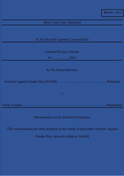 Statement of Issues - Moot memorial on the behalf of respondent on ...