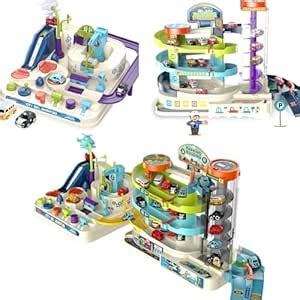RAHU Car Adventure & Parking Building Toy Set with Music and Light ...