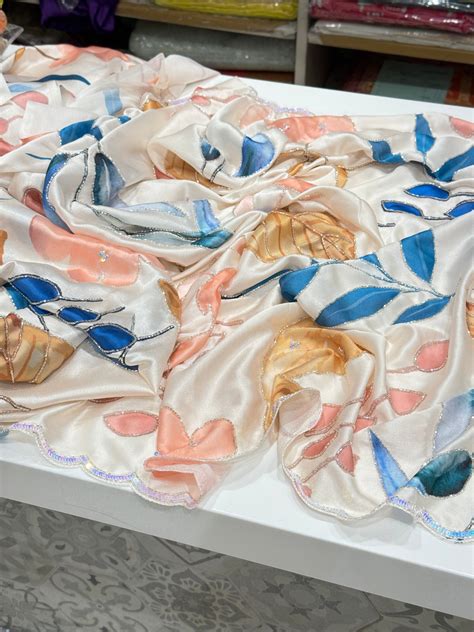 Japanese Floral Satin Hand Embroidery Saree