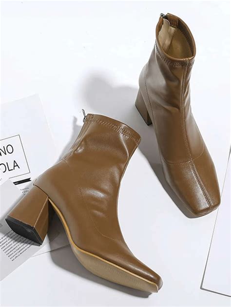 Back Zip Chunky Classic Boots | SHEIN USA