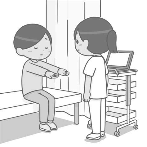 バレー徴候（上肢）を確認しているイラスト🎨【フリー素材】｜看護roo![カンゴルー]