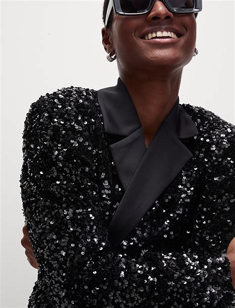 Buy Sequin Cropped Blazer at Marks & Spencer