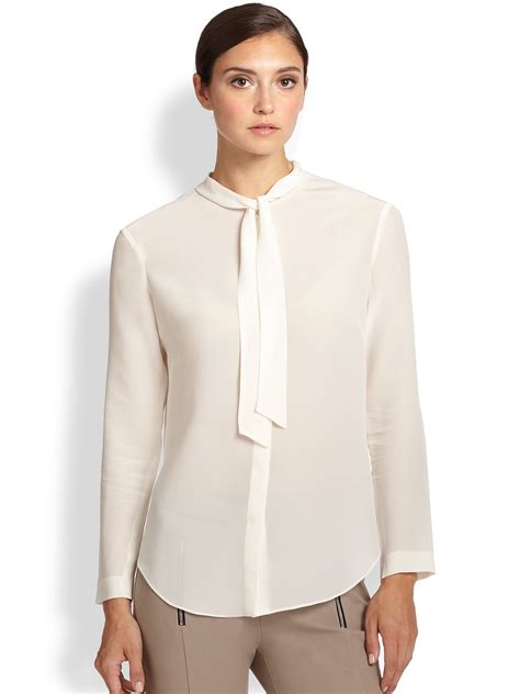 Tie Neck Silk Blouse