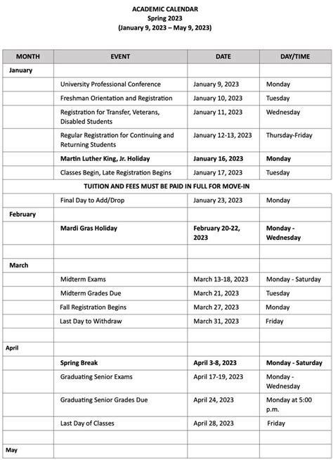 University Of New Orleans Academic Calendar - Calendar Productivity Hacks