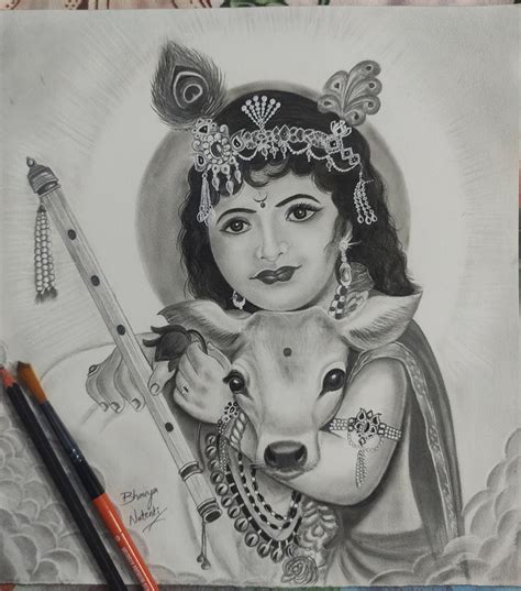 Pencil Sketch Of Baby Krishna