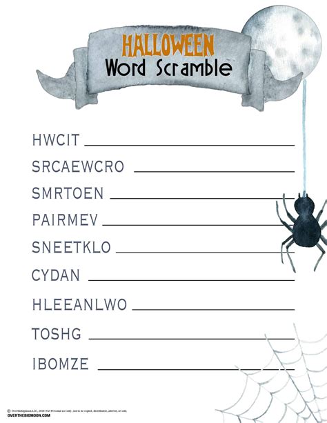 Halloween Word Scramble Printable - Printable Word Searches