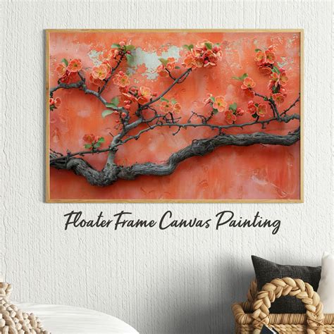 Cherry Blossoms on Fiery Red - Premium Canvas Wall Art | Artistic ...