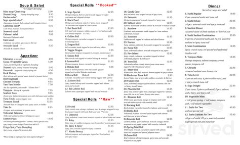 Sogo Sushi menu in Red Bank, New Jersey, USA