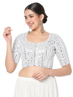 Buy SALWAR STUDIO Women White Silk Blend Embroidered Readymade Saree ...