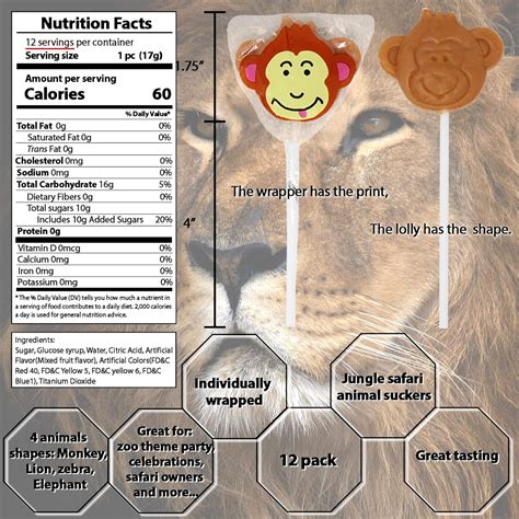 Buy Zoo Animal Party Lollipops , Jungle Safari, Lions, Monkeys ...