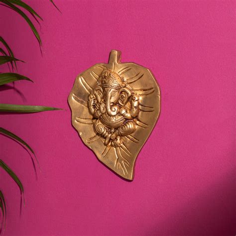 Brass Superfine Wall Hanging Leaf Ganesha - 7 Inch - Darbar Craft