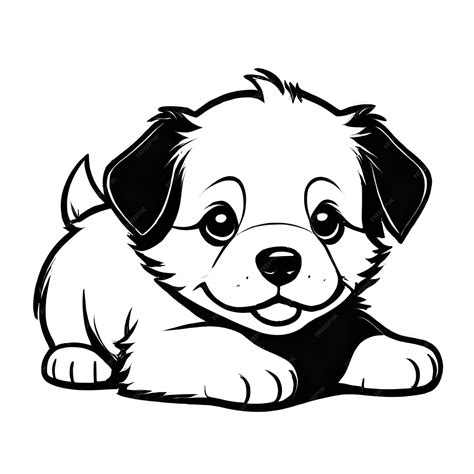 Premium Vector | A black and white drawing of a dog with a black outline