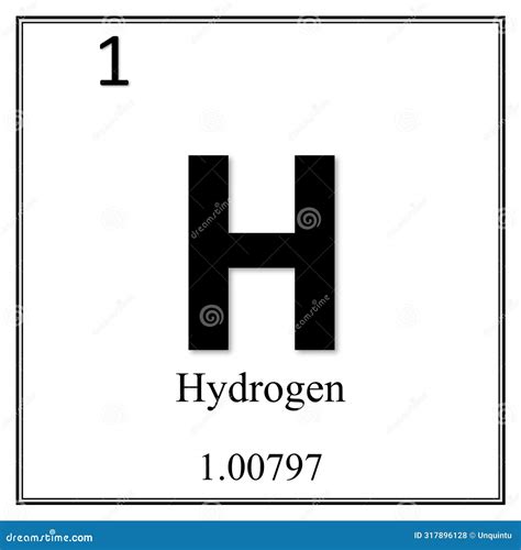 Hydrogen Chemical Element Symbol on White Background Stock Illustration ...
