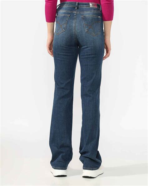 Women Bootcut Fit Mid Rise Blue Jeans