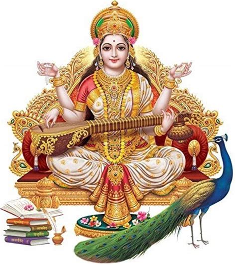 Picniva Saraswati Mata Goddess Wall Sticker For Pooja Ghar Living Room ...