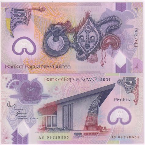 Papua New Guinea - 5 Kina 2008 - 10 polymer Unc currency note - KB ...