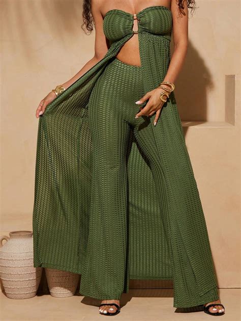 Vixey Textured Knit Elastic Waistband Wide Leg Pants, Summer Outfits ...