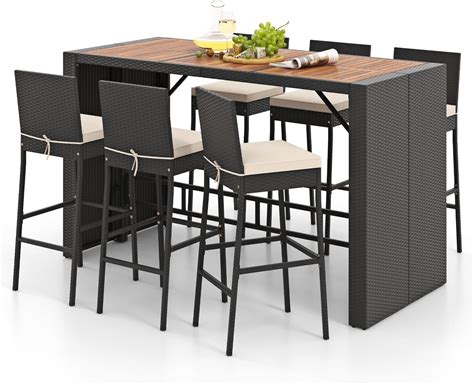 Amazon.com: Outdoor Bar Set for Patio 3pcs Outdoor Bar Table and Chairs ...