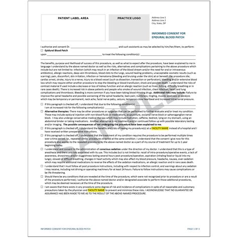 Epidural Blood Patch Consent | Society of Interventional Radiology