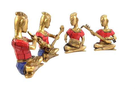 Brass Musical Ladies Gemstone Showpieces - Set of 4